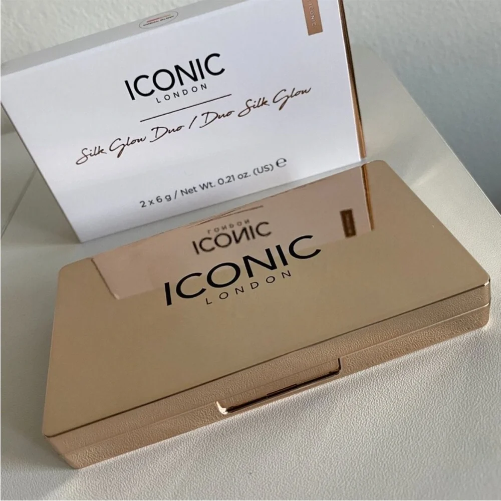 ICONIC LONDON NIB -Coral Glow- Silk Glow Duo Full Size 0.21 oz Blush/Highlighter